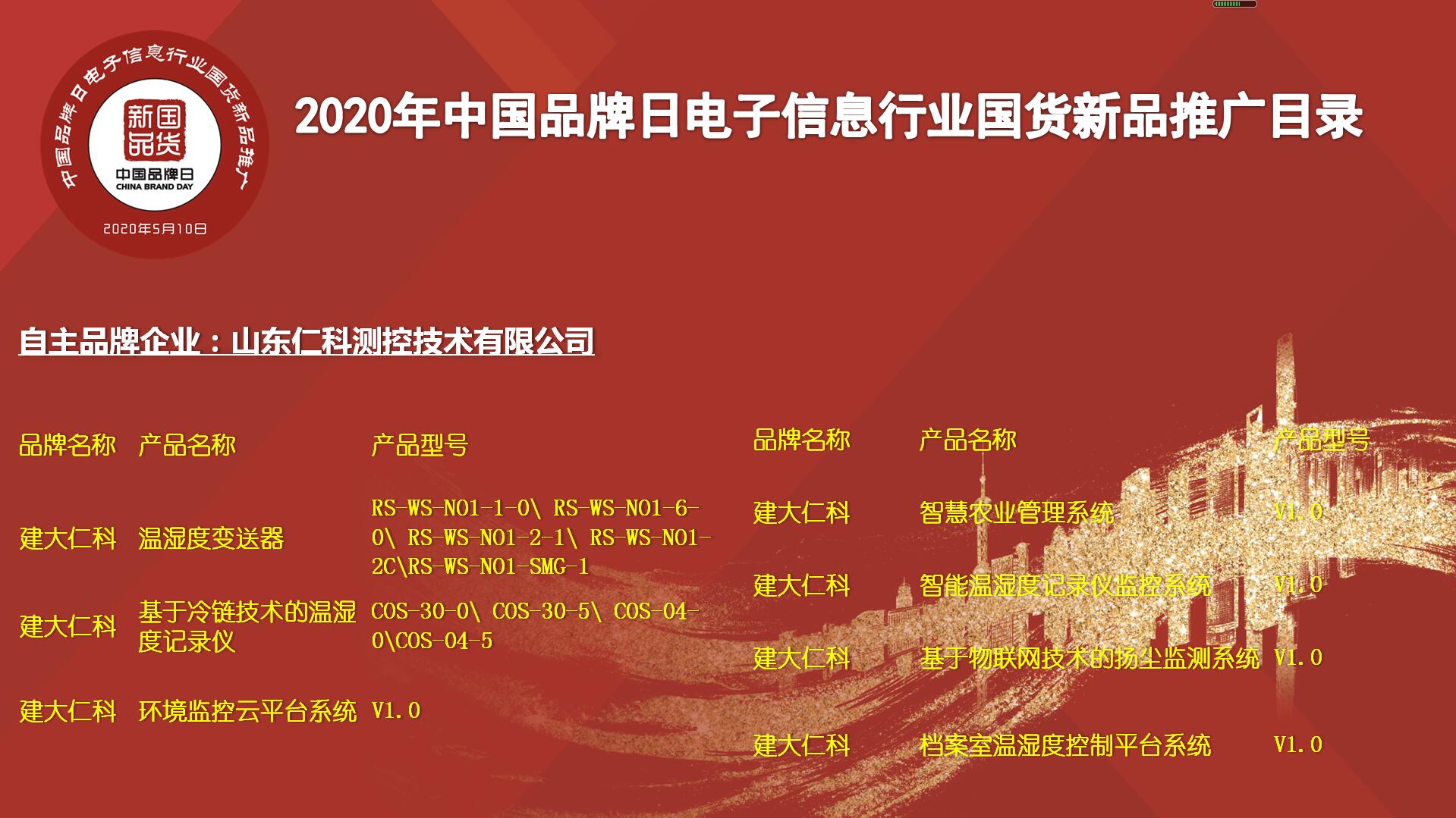 中國(guó)品牌日：建大仁科獲得“電子信息行業(yè)國(guó)貨新品”的稱號(hào)